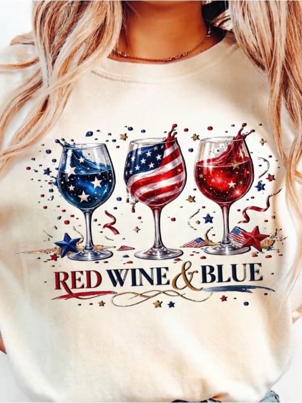 Red Wine & Blue 4th Of July Graphic Tee